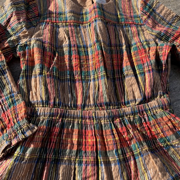 J. Crew ruched camel tartan dress - Picture 2 of 9